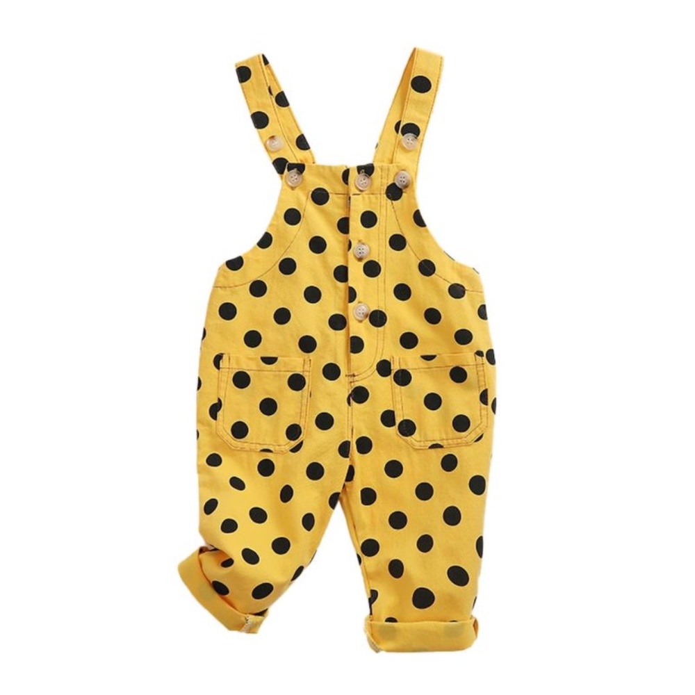 Yellow Polka Dot Bib Overalls